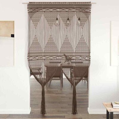 Cortina de macramé de algodón gris taupe 140x240 cm vidaXL - Cortina Cortina de macramé de algodón gris taupe 140x240 cm vidaXL - Cortina