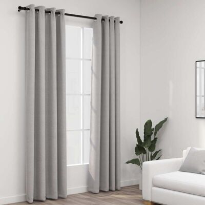 vidaXL Modelo 503604 - Cortinas opacas de lino gris con ojales 2 piezas 140x225cm vidaXL Modelo 503604 - Cortinas opacas de lino gris con ojales 2 piezas 140x225cm