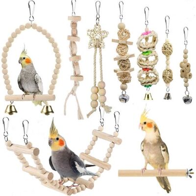 OEM Juguetes Para Pájaros, Juego De 9 Columpios De Madera Para Pájaros, Para Loros, Juguetes Para Masticar, Perchas, Hamacas Y Escaleras Para Trepar OEM Juguetes Para Pájaros, Juego De 9 Columpios De Madera Para Pájaros, Para Loros, Juguetes Para Masticar, Perchas, Hamacas Y Escaleras Para Trepar
