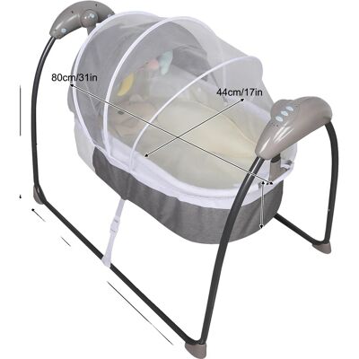 OEM Hamaca Mecedora Para Bebé, Silla Columpio, Con Control Remoto, Velocidades De Balanceo Ajustables, Color Gris. OEM Hamaca Mecedora Para Bebé, Silla Columpio, Con Control Remoto, Velocidades De Balanceo Ajustables, Color Gris.