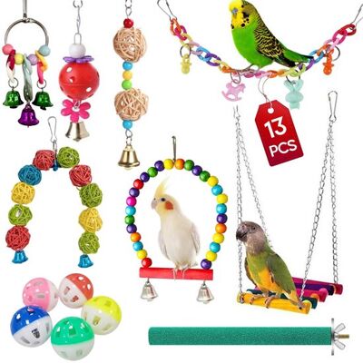 OEM Juego De 13 Juguetes Combinados Para Loros, Juguetes Coloridos, Columpio Colgante, Columpio De Pie, Hamaca, Loros, Chorlitos, Color Aleatorio OEM Juego De 13 Juguetes Combinados Para Loros, Juguetes Coloridos, Columpio Colgante, Columpio De Pie, Hamaca, Loros, Chorlitos, Color Aleatorio