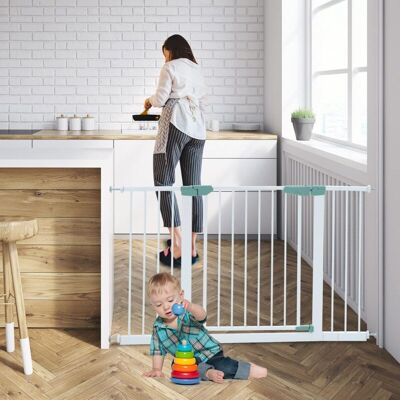 Costway Barrera De Seguridad Niños 80-132cm, Puerta De Seguridad Para Bebés Con Extensiones Y Kits De Montaje, Valla De Seguridad Infantil Con Cierre Automático A Presión Para Bebés Costway Barrera De Seguridad Niños 80-132cm, Puerta De Seguridad Para Bebés Con Extensiones Y Kits De Montaje, Valla De Seguridad Infantil Con Cierre Automático A Presión Para Bebés