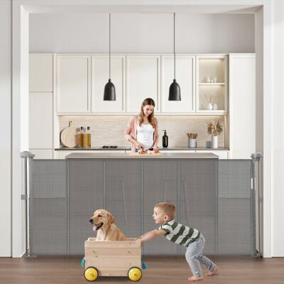 OEM Puerta Retráctil Hasta 180 Cm Alto De 87 Cm Barrera De Seguridad Extensible Fácil De Instalar Panel De Malla Transpirable Para Escaleras Interiores, Puertas, Pasillos, Salas De Juegos, Gris OEM Puerta Retráctil Hasta 180 Cm Alto De 87 Cm Barrera De Seguridad Extensible Fácil De Instalar Panel De Malla Transpirable Para Escaleras Interiores, Puertas, Pasillos, Salas De Juegos, Gris
