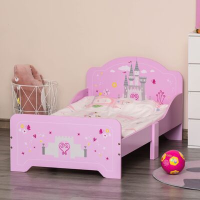 PZCC Homcom Cama Infantil Para +3 Años Cama Para Niños De Madera Con Barreras De Protección Carga Máx. 50 Kg 143x73x60 Cm Rosa PZCC Homcom Cama Infantil Para +3 Años Cama Para Niños De Madera Con Barreras De Protección Carga Máx. 50 Kg 143x73x60 Cm Rosa