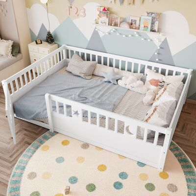 HAVRYA Cama Infantil Con Barandilla Estrellas Y Luna Blanca Okmyhome HAVRYA Cama Infantil Con Barandilla Estrellas Y Luna Blanca Okmyhome