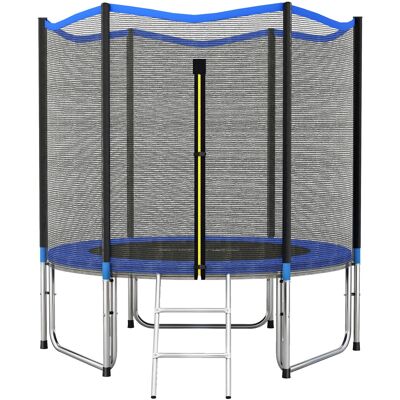 JHY DESIGN Cama Elástica De Exterior De Ø244 Cm Para Niños Con Red De Seguridad, Escalera Y Protector De Muelles - Azul JHY DESIGN Cama Elástica De Exterior De Ø244 Cm Para Niños Con Red De Seguridad, Escalera Y Protector De Muelles - Azul