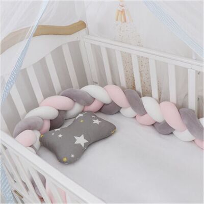 ENSOLEILLE Promoción De Protector De Cuna Para Bebé: Protector De Cuna De 1,5 M Con Forma De Serpiente, Cojín Trenzado De Terciopelo, Valla De Protección Para Bebés, Anticolisión, 100 Cm (blanco + Gris + Rosa). ENSOLEILLE Promoción De Protector De Cuna Para Bebé: Protector De Cuna De 1,5 M Con Forma De Serpiente, Cojín Trenzado De Terciopelo, Valla De Protección Para Bebés, Anticolisión, 100 Cm (blanco + Gris + Rosa).