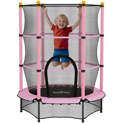 JHY DESIGN Cama Elástica Infantil Con Red De Seguridad Y Postes Acolchados, Para Edades De 3 A 10 Años, Ø140 X 190 Cm, Rosa. JHY DESIGN Cama Elástica Infantil Con Red De Seguridad Y Postes Acolchados, Para Edades De 3 A 10 Años, Ø140 X 190 Cm, Rosa.