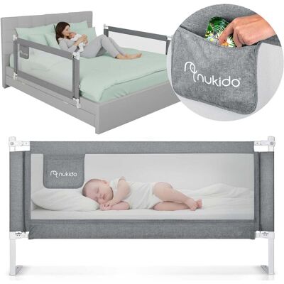 NORTHIX Barandilla De Cama Con Cierre De Seguridad, 160 Cm, Gris NORTHIX Barandilla De Cama Con Cierre De Seguridad, 160 Cm, Gris
