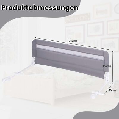 NORTHIX Barandilla De Cama Plegable Para Niños Pequeños, 120 Cm, Gris, Funda Lavable NORTHIX Barandilla De Cama Plegable Para Niños Pequeños, 120 Cm, Gris, Funda Lavable