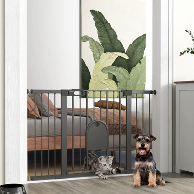 TORMATOR Barrera De Seguridad Para Perros Con Puerta Pequeña Para Escaleras Y Puertas 75-131 Cm Con 3 Extensiones Negro TORMATOR Barrera De Seguridad Para Perros Con Puerta Pequeña Para Escaleras Y Puertas 75-131 Cm Con 3 Extensiones Negro