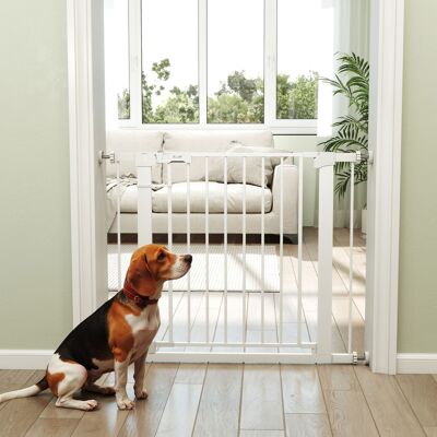 TORMATOR Barrera De Seguridad De Perros Extensible Para Escaleras Y Puertas 76-97 Cm Con 2 Extensiones De 7 Cm Cierre Automático Y Marco Metálico Altura 76 Cm Blanco TORMATOR Barrera De Seguridad De Perros Extensible Para Escaleras Y Puertas 76-97 Cm Con 2 Extensiones De 7 Cm Cierre Automático Y Marco Metálico Altura 76 Cm Blanco