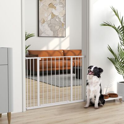 TORMATOR Barrera De Seguridad Extensible Puertas Y Escaleras Metálica Para Perros Y Bebé Barrera Puertas Mascota 2 Extensiones 15/10 Cm, 76-107x76 Cm Blanco TORMATOR Barrera De Seguridad Extensible Puertas Y Escaleras Metálica Para Perros Y Bebé Barrera Puertas Mascota 2 Extensiones 15/10 Cm, 76-107x76 Cm Blanco