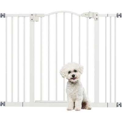 JHY DESIGN Barrera De Seguridad Para Perros De Ancho Ajustable (76-104 Cm), Con 2 Extensiones, Color Blanco. JHY DESIGN Barrera De Seguridad Para Perros De Ancho Ajustable (76-104 Cm), Con 2 Extensiones, Color Blanco.