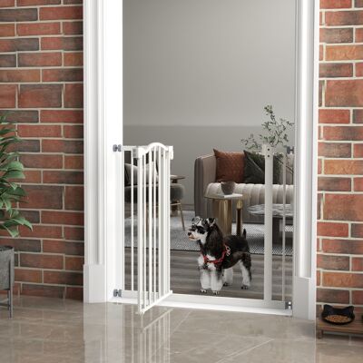 PZCC Barrera De Seguridad Para Perros 74-94 Cm Con Extensión Montaje A Presión Doble Bloqueo Para Puerta Escalera Blanco PZCC Barrera De Seguridad Para Perros 74-94 Cm Con Extensión Montaje A Presión Doble Bloqueo Para Puerta Escalera Blanco
