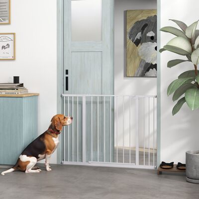 PZCC Pawhut Barrera De Seguridad Extensible Puertas Y Escaleras Metálica Para Perros Y Bebé Barrera Puertas Mascota 2 Extensiones 15/10 Cm, 76-107x76 Cm Blanco PZCC Pawhut Barrera De Seguridad Extensible Puertas Y Escaleras Metálica Para Perros Y Bebé Barrera Puertas Mascota 2 Extensiones 15/10 Cm, 76-107x76 Cm Blanco