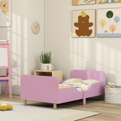 WISHDOR Cama Infantil De 140x70 Cm - Cama Individual - Cama Con Barandillas De Seguridad - De Mdf Y Pino - Rosa WISHDOR Cama Infantil De 140x70 Cm - Cama Individual - Cama Con Barandillas De Seguridad - De Mdf Y Pino - Rosa