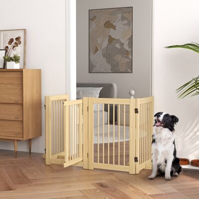 TORMATOR Barrera De Seguridad Para Perros Plegable De Madera Para Escaleras Y Puertas Con Soporte De Pie 204x36x75 Cm Natural TORMATOR Barrera De Seguridad Para Perros Plegable De Madera Para Escaleras Y Puertas Con Soporte De Pie 204x36x75 Cm Natural