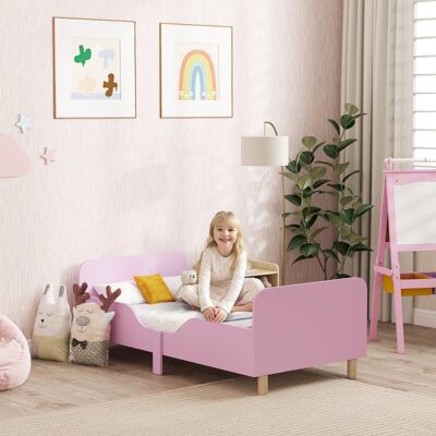MIVRAY Cama Infantil De Madera Rosa 143,5x74,2x50 Cm Con Barreras De Protección MIVRAY Cama Infantil De Madera Rosa 143,5x74,2x50 Cm Con Barreras De Protección