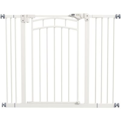 JHY DESIGN Barrera De Seguridad Para Escaleras/perros, Cierre Automático, Apertura Con Una Sola Mano, 100 Cm X 4 Cm X 76 Cm, Blanca JHY DESIGN Barrera De Seguridad Para Escaleras/perros, Cierre Automático, Apertura Con Una Sola Mano, 100 Cm X 4 Cm X 76 Cm, Blanca