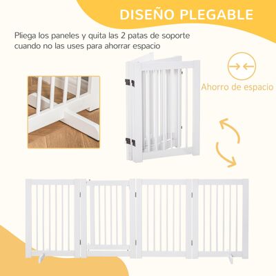PZCC Barrera De Seguridad Para Perros Plegable De Madera Para Escaleras Y Puertas Con Soporte De Pie 204x36x75 Cm Blanco PZCC Barrera De Seguridad Para Perros Plegable De Madera Para Escaleras Y Puertas Con Soporte De Pie 204x36x75 Cm Blanco
