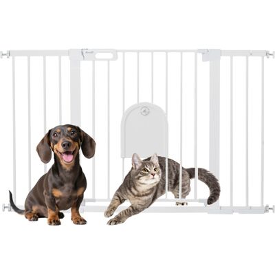 OEM Barrera De Seguridad Para Perros Con Puerta Pequeña Para Escaleras Y Puertas 75-131 Cm Con 3 Extensiones Blanco OEM Barrera De Seguridad Para Perros Con Puerta Pequeña Para Escaleras Y Puertas 75-131 Cm Con 3 Extensiones Blanco