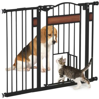 JHY DESIGN Puerta Automática Para Perros Pequeños Y Medianos, 74-105 X 76,2 Cm, Negra. JHY DESIGN Puerta Automática Para Perros Pequeños Y Medianos, 74-105 X 76,2 Cm, Negra.