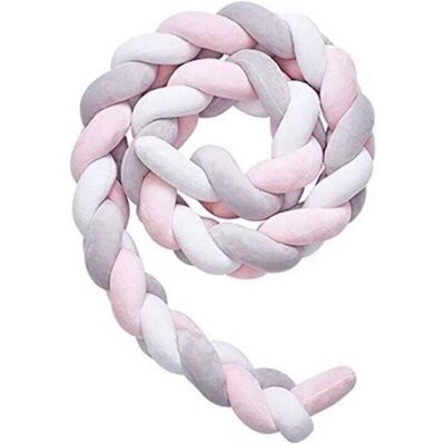 Protector De Cama Trenzado Gabrielle 3m Blanco Gris Rosa Protector De Cama Para Bebé Protector De Cama Trenzado Gabrielle 3m Blanco Gris Rosa Protector De Cama Para Bebé