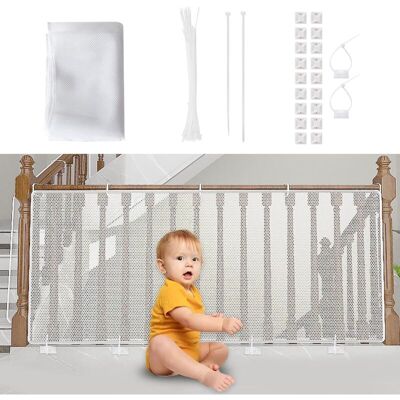 Zolginah Red De Seguridad Para Niños, Red De Seguridad Para Bebés Para Balcón Y Escaleras, 300lx90h Cm Valla De Escalera Ajustable Resistente Barrera De Seguridad De Malla Para Gatos Y Juguetes, Blanc Zolginah Red De Seguridad Para Niños, Red De Seguridad Para Bebés Para Balcón Y Escaleras, 300lx90h Cm Valla De Escalera Ajustable Resistente Barrera De Seguridad De Malla Para Gatos Y Juguetes, Blanc
