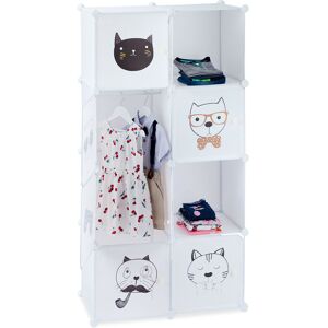Estantería Infantil, Gatos, Siete Compartimentos, Perchero, Armario, 145 X 74 X 36,5 Cm, Blanco - Relaxdays Estantería Infantil, Gatos, Siete Compartimentos, Perchero, Armario, 145 X 74 X 36,5 Cm, Blanco - Relaxdays