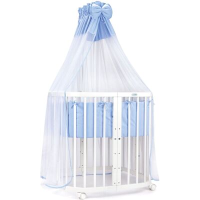 Waldin Cuna Colecho 7 En 1, Madera Blanca, Tela Azul Waldin Cuna Colecho 7 En 1, Madera Blanca, Tela Azul