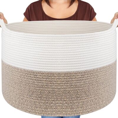 OEM Cesto De Mimbre Para La Ropa Sucia, 83 L, 55 X 35 Cm, Cuerda De Algodón Atada A Mano, Asas, Para Guardar Juguetes O Pañales, Color Marrón. OEM Cesto De Mimbre Para La Ropa Sucia, 83 L, 55 X 35 Cm, Cuerda De Algodón Atada A Mano, Asas, Para Guardar Juguetes O Pañales, Color Marrón.