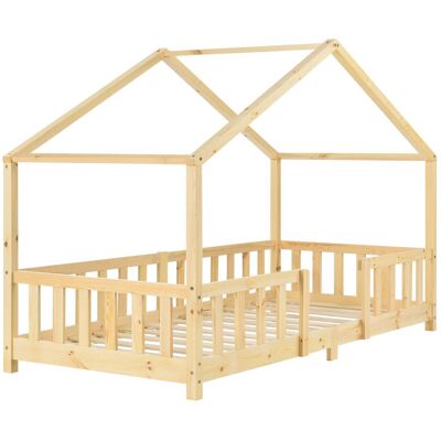 Décoshop26 - Cama Infantil En Forma De Casita Con Barrera Protectora Construcción Maciza Madera De Pino 200 X 90 Cm 030005466 Décoshop26 - Cama Infantil En Forma De Casita Con Barrera Protectora Construcción Maciza Madera De Pino 200 X 90 Cm 030005466