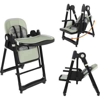 JHY DESIGN Trona 2 En 1 Para Bebé Con Función De Balanceo, Arnés De Seguridad De 5 Puntos, Ruedas Con Bloqueo, Bandeja Extraíble, Plegable Y Regulable En Altura, Color Verde Oscuro. JHY DESIGN Trona 2 En 1 Para Bebé Con Función De Balanceo, Arnés De Seguridad De 5 Puntos, Ruedas Con Bloqueo, Bandeja Extraíble, Plegable Y Regulable En Altura, Color Verde Oscuro.