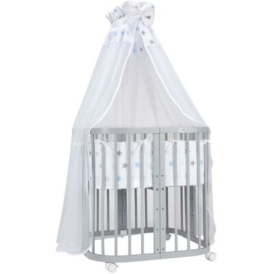 Waldin Cuna Colecho 7 En 1, Madera Gris, Tela Estrellas Azules Waldin Cuna Colecho 7 En 1, Madera Gris, Tela Estrellas Azules