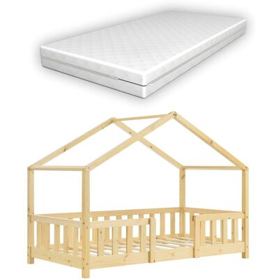 Décoshop26 - Cama Infantil Cabaña House Con Colchón Barrera Y Base De Madera De Pino Natural 70 X 140 Cm 030005458 Décoshop26 - Cama Infantil Cabaña House Con Colchón Barrera Y Base De Madera De Pino Natural 70 X 140 Cm 030005458