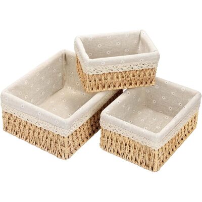 OEM Cestas De Almacenamiento De Mimbre Reciclables , Juego De 3, Para Baño O Habitación Infantil. OEM Cestas De Almacenamiento De Mimbre Reciclables , Juego De 3, Para Baño O Habitación Infantil.