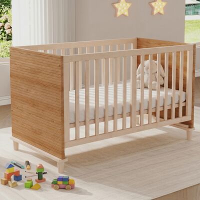 JHY DESIGN Cuna Infantil, Cama Para Bebé, Regulable En Altura En 5 Posiciones, Con Patas De Apoyo Robustas, Sin Colchón, Color Madera Natural, 70 X 140 X 87 Cm. JHY DESIGN Cuna Infantil, Cama Para Bebé, Regulable En Altura En 5 Posiciones, Con Patas De Apoyo Robustas, Sin Colchón, Color Madera Natural, 70 X 140 X 87 Cm.