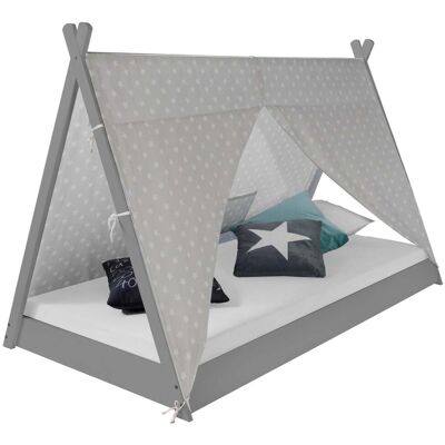 Decoshop26 Cama Infantil - Madera de Pino & Lona - 90x200cm - Tipo Cama Infantil Decoshop26 Cama Infantil - Madera de Pino & Lona - 90x200cm - Tipo Cama Infantil