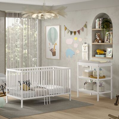 Conjunto de Muebles de Bebé VIPACK - Blanco, Convertible de bebé a cama junior, 70x140cm Conjunto de Muebles de Bebé VIPACK - Blanco, Convertible de bebé a cama junior, 70x140cm
