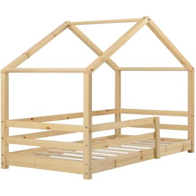 Décoshop26 - Cama-cabina Para Niños En Forma De Casita Con Barrera De Seguridad En Madera De Pino Natural 90 X 200 Cm 030005528 Décoshop26 - Cama-cabina Para Niños En Forma De Casita Con Barrera De Seguridad En Madera De Pino Natural 90 X 200 Cm 030005528