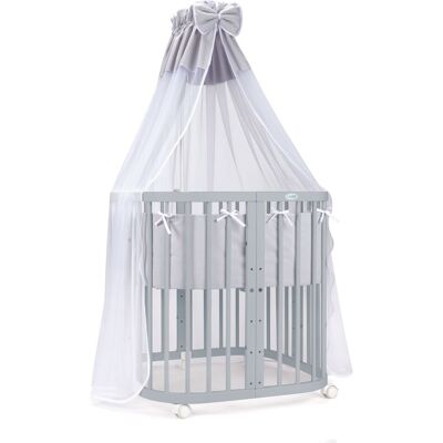 Waldin - Mobil Babysäng i Trä 7in1 - Madera Gris - Tela Gris - Baby crib Waldin - Mobil Babysäng i Trä 7in1 - Madera Gris - Tela Gris - Baby crib