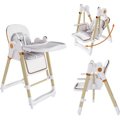 JHY DESIGN Trona 2 En 1 Para Bebé Con Función De Balanceo, Arnés De Seguridad De 5 Puntos, Ruedas Con Bloqueo, Bandeja Extraíble, Plegable Y Regulable En Altura, Color Blanco. JHY DESIGN Trona 2 En 1 Para Bebé Con Función De Balanceo, Arnés De Seguridad De 5 Puntos, Ruedas Con Bloqueo, Bandeja Extraíble, Plegable Y Regulable En Altura, Color Blanco.