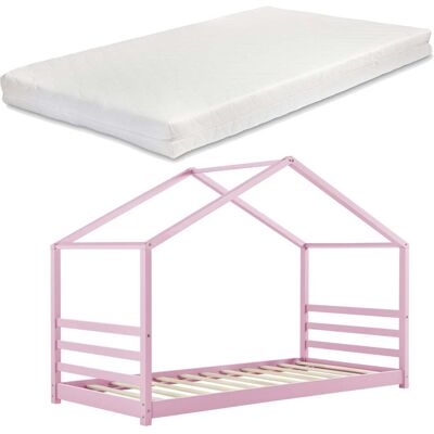DÉCOSHOP26 Casita-cama Infantil Con Colchón Y Somier De Madera De Pino Rosa 90x200 Cm 030005491 DÉCOSHOP26 Casita-cama Infantil Con Colchón Y Somier De Madera De Pino Rosa 90x200 Cm 030005491