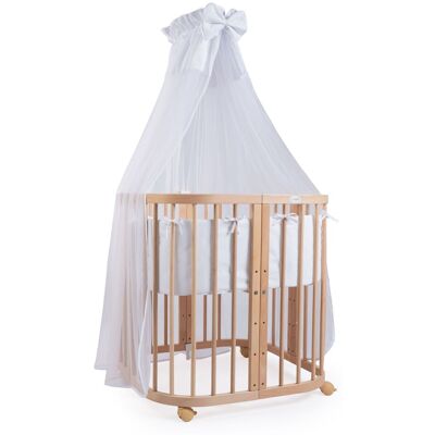 Waldin Cuna Colecho 7 En 1, Madera Natural, Tela Blanca Waldin Cuna Colecho 7 En 1, Madera Natural, Tela Blanca