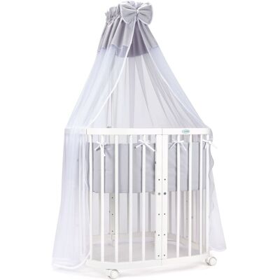 Waldin Cuna Colecho 7 En 1, Madera Blanca, Tela Gris Waldin Cuna Colecho 7 En 1, Madera Blanca, Tela Gris