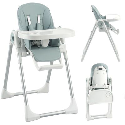 JHY DESIGN Trona Plegable Para Bebés De 6 A 36 Meses, Altura Regulable, Bandeja Doble Lavable Y Ruedas, Color Verde. JHY DESIGN Trona Plegable Para Bebés De 6 A 36 Meses, Altura Regulable, Bandeja Doble Lavable Y Ruedas, Color Verde.