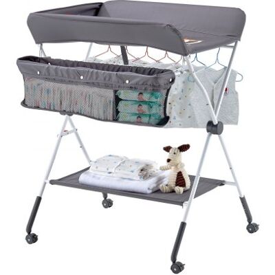 OEM Cambiador Para Bebé, Cambiador Plegable Portátil De 848 X 745 X (1030-1090) Mm Con Cesta Lateral, Ruedas Bloqueables, Organizador Multifuncional Para Habitación Infantil, Gris Oscuro OEM Cambiador Para Bebé, Cambiador Plegable Portátil De 848 X 745 X (1030-1090) Mm Con Cesta Lateral, Ruedas Bloqueables, Organizador Multifuncional Para Habitación Infantil, Gris Oscuro