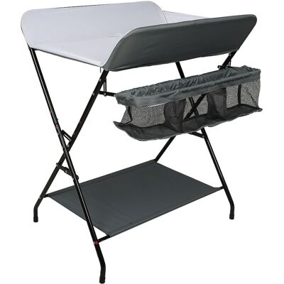 Skecten - Multifuncional Cambiador De Bebé Cambiador De Bebé Plegable Con Cesta De Almacenamiento Lateral - Gris + Blanco Skecten - Multifuncional Cambiador De Bebé Cambiador De Bebé Plegable Con Cesta De Almacenamiento Lateral - Gris + Blanco