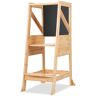 Torre de aprendizaje infantil de madera con escalones Tiras antideslizantes Ayudante de cocina Natural - Hengda